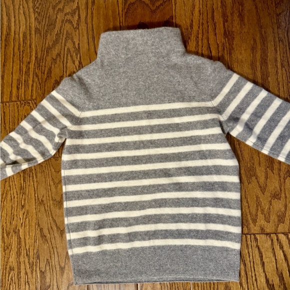 VINCE Plush Cashmere Breton Stripe Funnel Neck Sweater NWOT - Picture 10 of 16